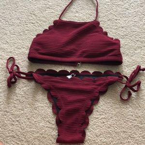 burgundy bikini